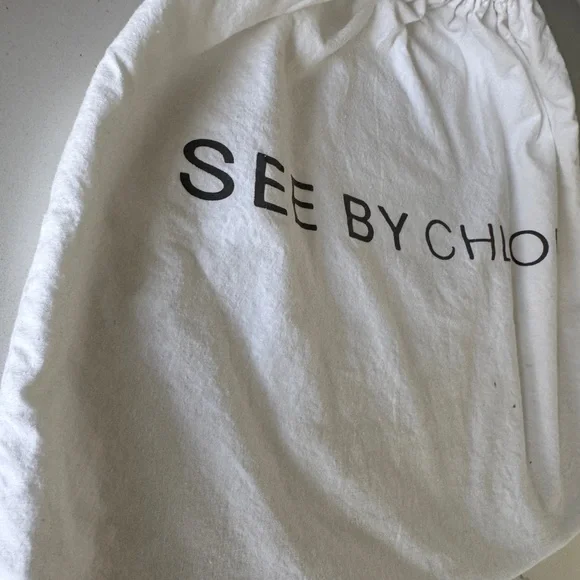 See by Chloé White Drawstring Bag with Pink Cords - Picture 3 of 8